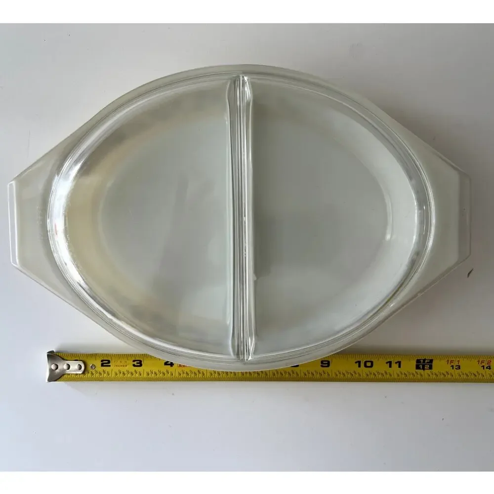 Pyrex 1.5 Quart #21 Autumn Gold Split Casserole Dish With Glass Lid Excellent